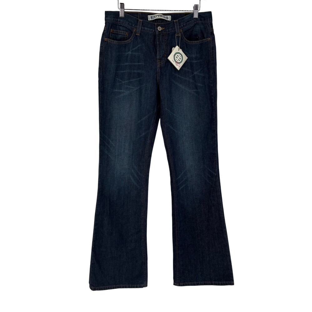 Y2K Express Riot Siren Jeans Dark Wash Low Rise Flare 100% Cotton Size 10L NWT